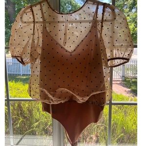 Cami NYC Sheer Blouse + built in body suit